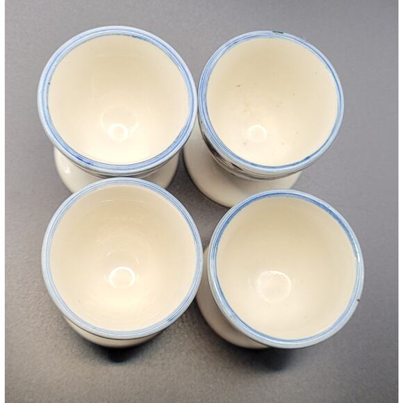 Vintage Scandinavian set of 4 floral design ceramic egg cups - Picture 4 of 7